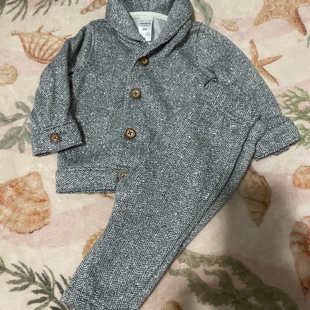 Carter's Gray Herringbone Baby Jacket with Button